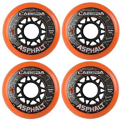 Labeda Asphalt Outdoor Inline Roller Hockey Wheels 76mm Orange 85A Outdoor 4-Pac • $31.96