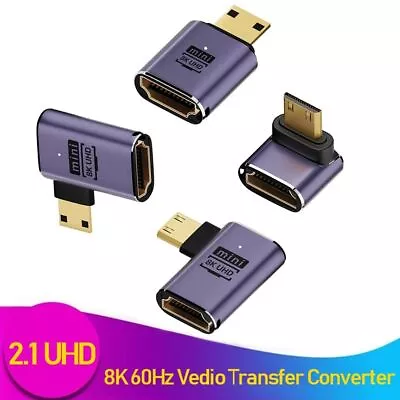 Female 90 Degree HD 2.1 Mini /Micro HDMI To HDMI Converter 8K 60HZ HDTV Adapter • $8.30
