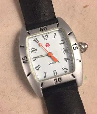 Rare Michele Urban Mini Aluminum White Dial Black Band Watch 72-196-A Swiss • $129.99