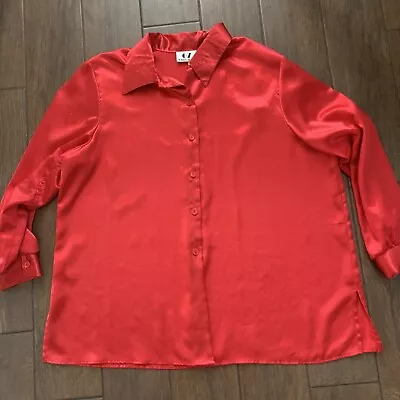 Vintage 80s 67 Karol Place Satin Shirt Sz XL • $8