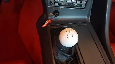 $15.25 • Buy 5-Speed Manual Shift Knob Leather Boot Cover White Ball Black Shifter Gear Lever