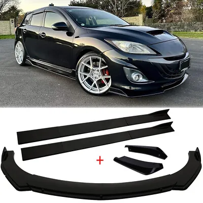 Front Bumper Lip Spoiler Splitter/Side Skirt/Rear Canard For Mazda 3 Mazdaspeed3 • $179.11