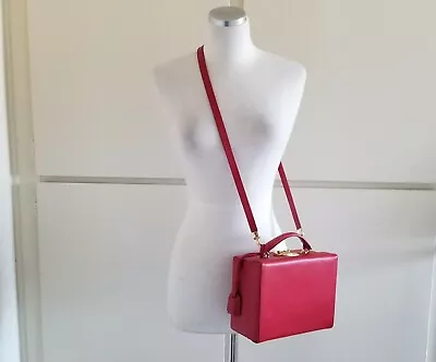 Mark Cross  Grace  Square Box Bag Red As Seen On Lady Gaga/Grace Kelly  EUC • £1345.74