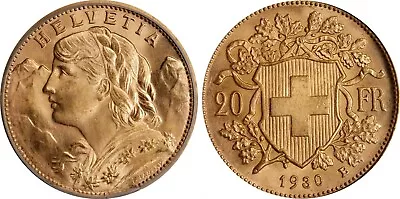 Switzerland  Gold 20 Francs 1930 B - Icg Ms 66   Rare3 • $599.99
