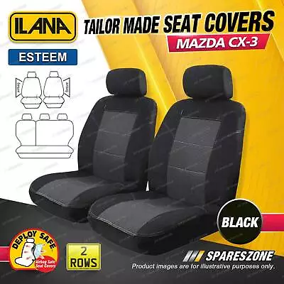 2 Rows Tailor Made Black Esteem Car Seat Covers For Mazda CX-3 DK Wagon 2015-ON • $177.95