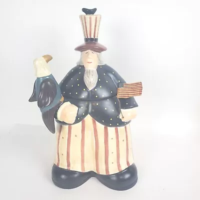 Williraye Studios Uncle Sam Cookie Jar Flag & Eagle Patriotic 4th Of July 2001 • $29.99