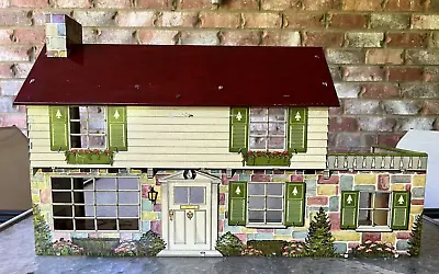 MARX Tin Metal Litho Seven Room Colonial Style Two Story Doll House ~ Circa 1949 • $79