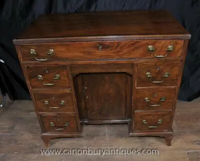 George III Mahogany Knee Hole Desk Bureau Pedestal Desks • $1450