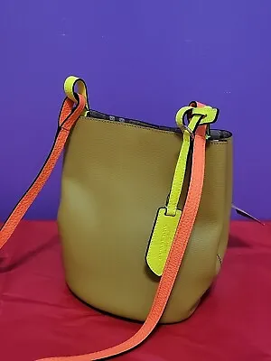 New Burberry Haymarket Lorne  Check Leather Yellow Handbag Bag Crossbody Mother • $599.99