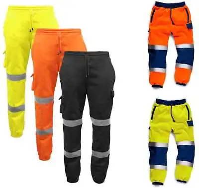 Hi Vis Viz Jogging Trousers Bottoms Joggers Sweat Pants Railway GO/RT • £19.99