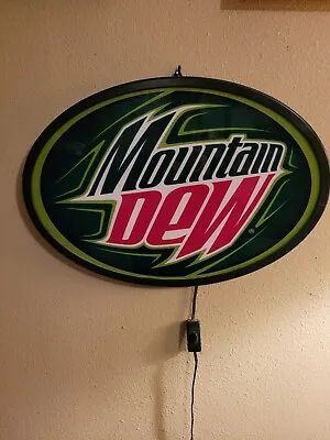 MOUNTAIN DEW LIGHT UP DISPLAY SIGN 21''x14  Oval  Rare DESIGN. With Adapter • $64.95