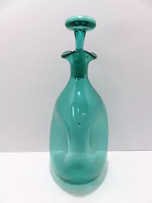 Vtg MCM Blenko Seagreen Pinched Decanter Winslow Anderson? With Stopper * AS IS* • $31