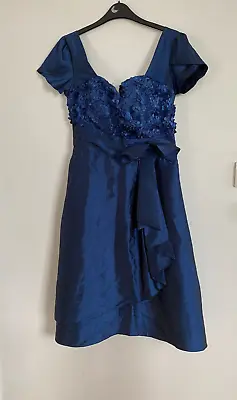 Gorgeous Dark Blue Taffeta Evening Prom Dress By Cherlone - Size 14-16 - NEW! • £10