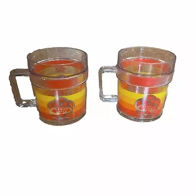 Epcot Center St Tropez Vintage Plastic Cups 2 Set Vintage Disney World Orange • $23.99