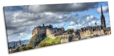 Edinburgh Castle Skyline Picture PANORAMA CANVAS WALL ART Print • £39.99