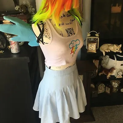 My Little Pony Full Cosplay Rainbow Dash Wings Halloween Costume Wig Socks Shirt • $80