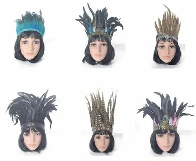 £6.99 • Buy Ladies Feather Headdresses Festivals  Fancy Dress Carnival Feather HeaddresS