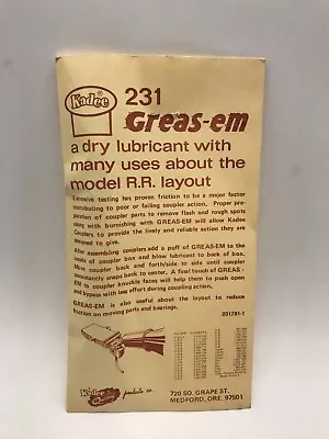 Kadee #231 Greas-em Dry Graphite Lubricant 5.5 Gram Tube Unopened L-63 • $6.99