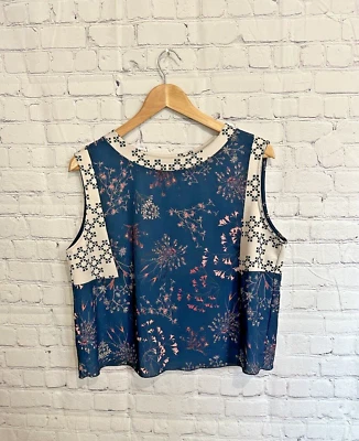 $12.21 • Buy Zara Blouse Top Boxy Floral Print Sleeveless Cropped Size Large