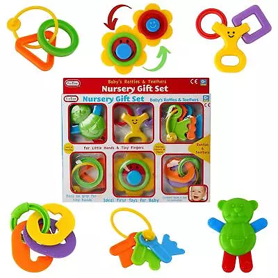 Baby Rattles And Teethers BPA Free Teething Infant Gift Set Fun Time Newborn Toy • £8.79