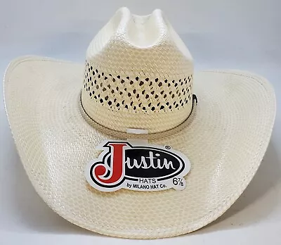 Justin Waco 50X Straw Cowboy Hat  Ivory MENS 6 7/8 • $59.99