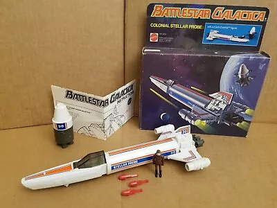 Vintage 1978 Galactica Viper Stellar Probe Ship + Pilot + Firing Missiles + Box • $192