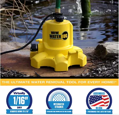 Water Bug Pump Submersible 3/4  W/Multi Flo Technology - Wayne 1/6 HP 22.5 GPM • $69
