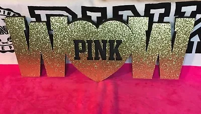 RARE Victoria’s Secret PINK Gold Glitter WOW Store Prop Display Decoration NEW • $489.95