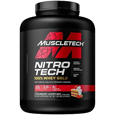 Muscletech Nitro Tech 100% Whey Gold Strawberry Shortcake 5.03 Lbs (2.28 Kg) • $72.40