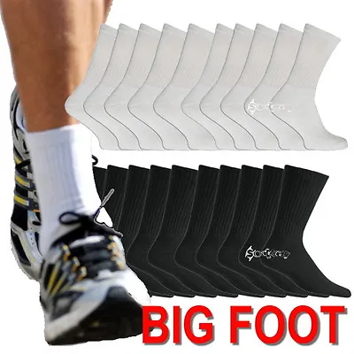 £10.95 • Buy 6 Or 12 Pairs Mens BIG FOOT Cotton Rich Sport Socks Work Socks Shoe Size 11-13