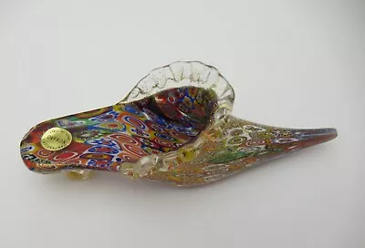 Vintage Murano Gold & Millefiori Glass Slipper Shoe With Glass Ruffle Italy • $55