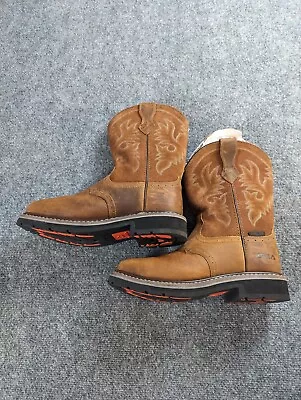 HISEA  Steel Toe Work Boots Mens 10.5 Wide-Square Toe Genuine Leather Cowboy   • $60