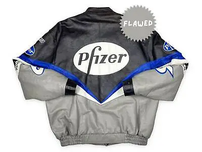 Vintage Pfizer Racing Jacket 90s Leather NASCAR Mark Martin FLAWED R6 • $99.99