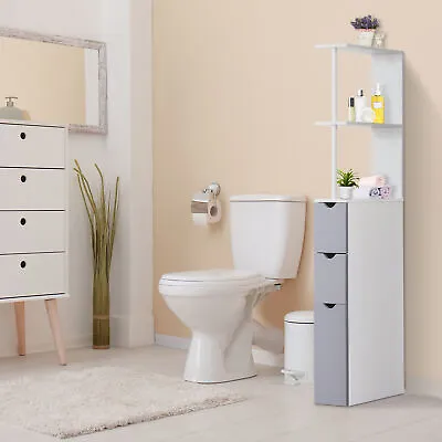 £54.99 • Buy Bathroom Cabinet Side Tall Storage Unit Shelf Cupboard Drawer White