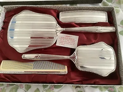 £60 • Buy Antique Delina Silverplate Dressing Table Set. Perf. Cond. Boxed In Orig. Silk.