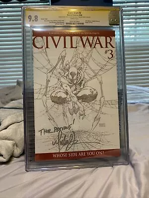 Civil War #3 Sketch Cover Variant CGC 9.8 Signed By Michael Turner Marvel 2006 • $350