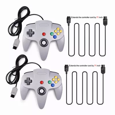 2x N64 Controller Gamepad Joystick For Nintendo 64 N64 Console + Extension Cable • $47.49