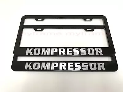 (2PCS) *KOMPRESSOR* BLACK Metal License Plate Frame With Screw Caps • $23.46