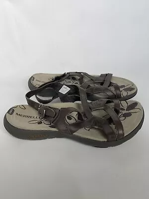 MERRELL Agave 2 Lavish Strappy Sandals Women's Size 9 Brown Leather Slingback • $21.99