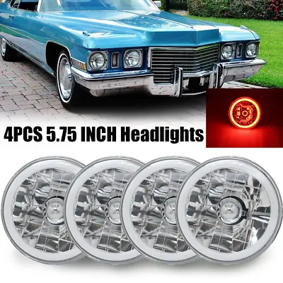 4PCS 5.75 5-3/4  Chrome Led Headlights For Cadillac DeVille 62-74 Calais 65-74 • $59.99