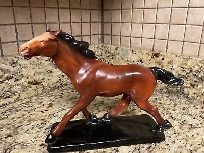 $40 • Buy Vintage Plaster Chalky Running Dark Bay Carnival Horse With Felt Bottom