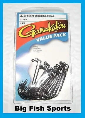 GAMAKATSU #604 Jig Hooks 90 Degree Heavy Wire Round Bend 25 Pack PICK YOUR SIZE! • $17.99