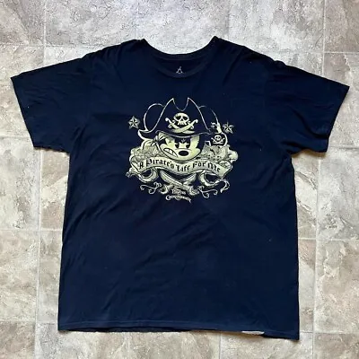 Disney Pirates Of The Carribean Mickey Black Graphic T-Shirt Size 2XL • $25