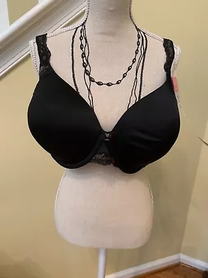 NEW Maidenform 07549 Pure Genius T-Shirt Underwire Bra 38D Black W Lace • $21.99