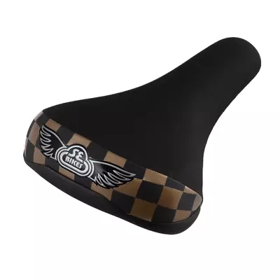 SE Racing Flyer BMX Bicycle Seat Saddle 8mm Rails CHECKERBOARD BLACK/GOLD • $45.99