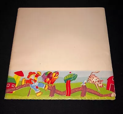 Vintage 1940s ROYLEDGE Kitchen SHELF PAPER 9 FT Unused FARM COW SCARECROW FENCE • $24.95