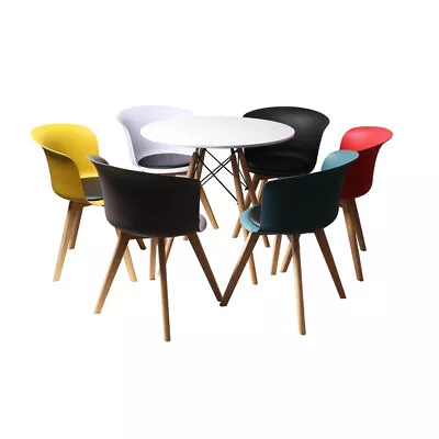 $236.99 • Buy Dining Table Chairs Set Round Café Kitchen Office Meeting Wooden Leg Modern Seat
