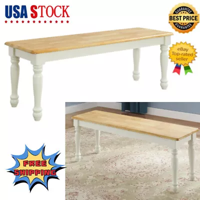 Autumn Lane Farmhouse Solid Wood Dining Bench Kitchen Entry Stool White/Natural • $112.50