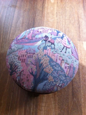 $35 • Buy ANTIQUE 300mm Dia. Embroidered  OTTOMAN Foot Stool,  C1890s