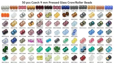 Czech 9 Mm Pressed Glass Crow/Roller Beads (50 Pcs) • $3.74
